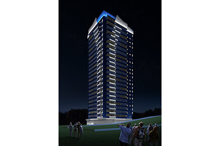 Архитектурное освещение жилого здания