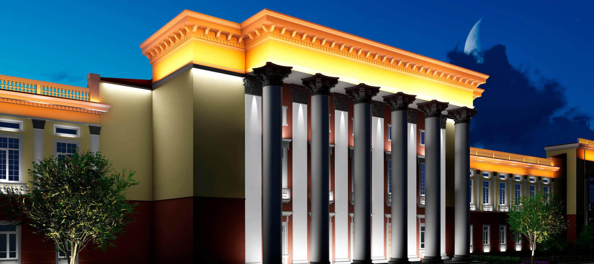 Архитектурное освещение общественного здания Дом Железнодорожников