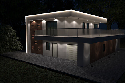 Архитектурное освещение коттеджа