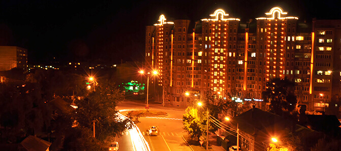 Архитектурное освещение жилого комплекса Радуга