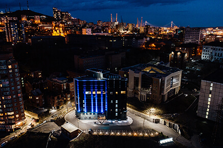 Архитектурное освещение здания бизнес-центра